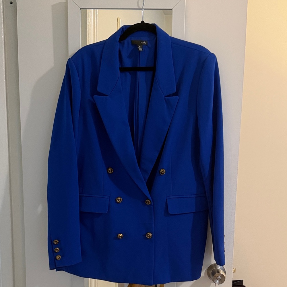 Aqua Royal Blue Blazer with Gold Buttons